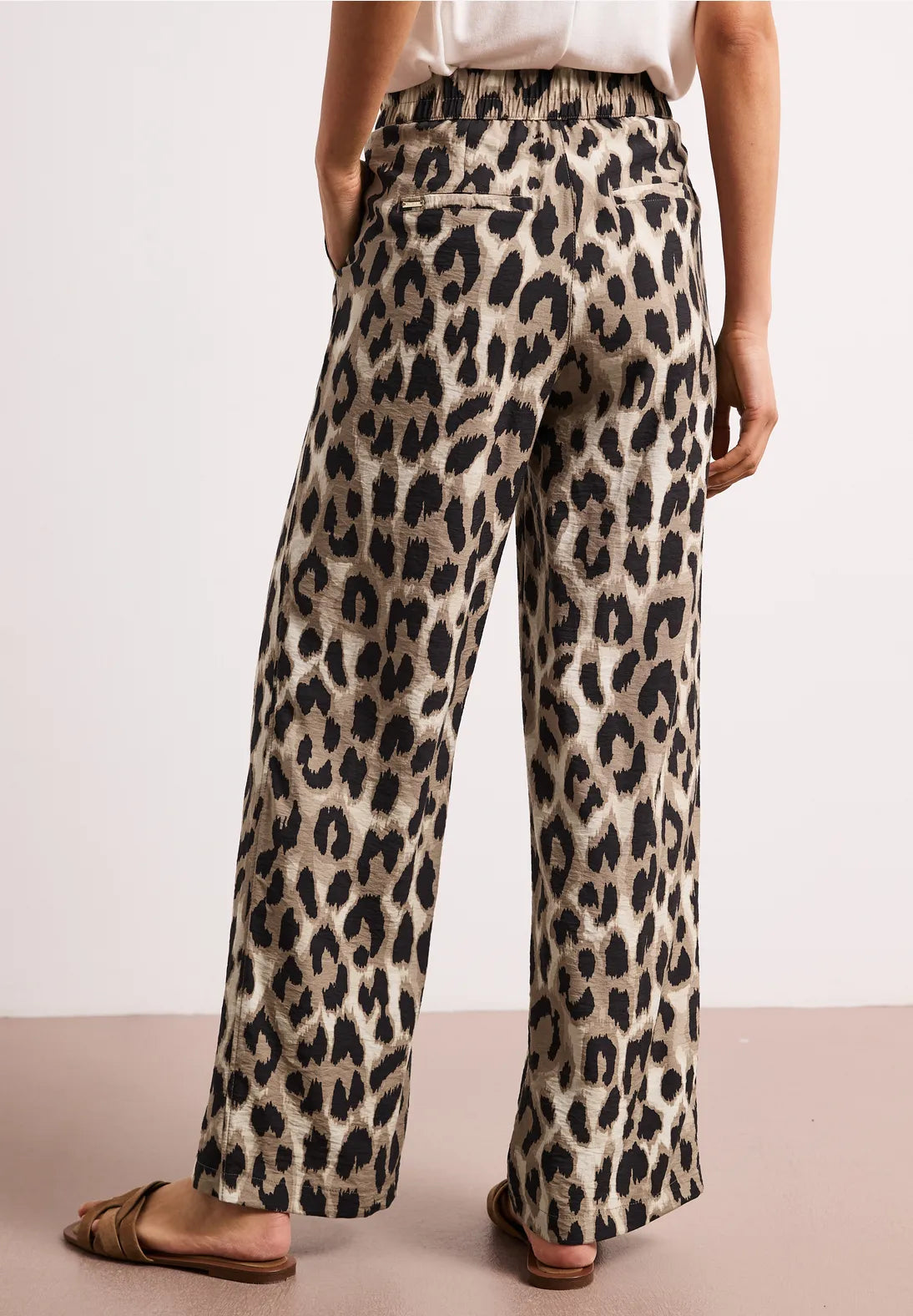 Street One High Waist Trousers Bubbles Twill - Leopard Print.