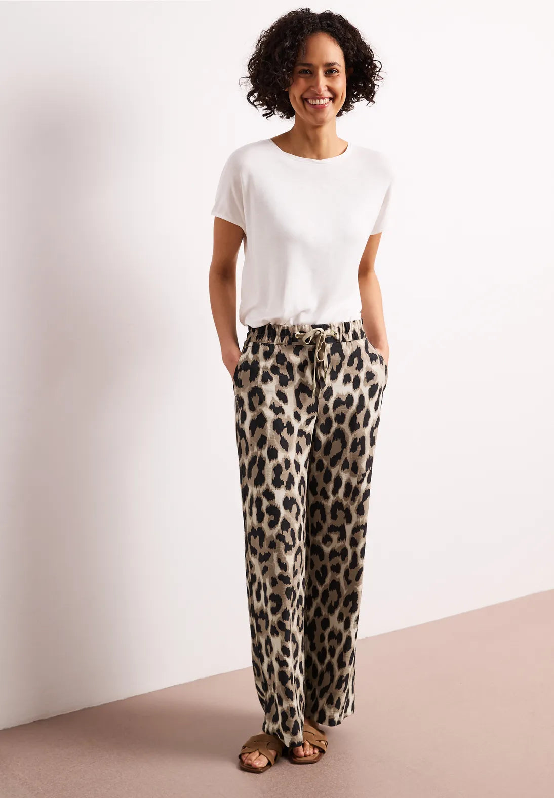 Street One High Waist Trousers Bubbles Twill - Leopard Print.