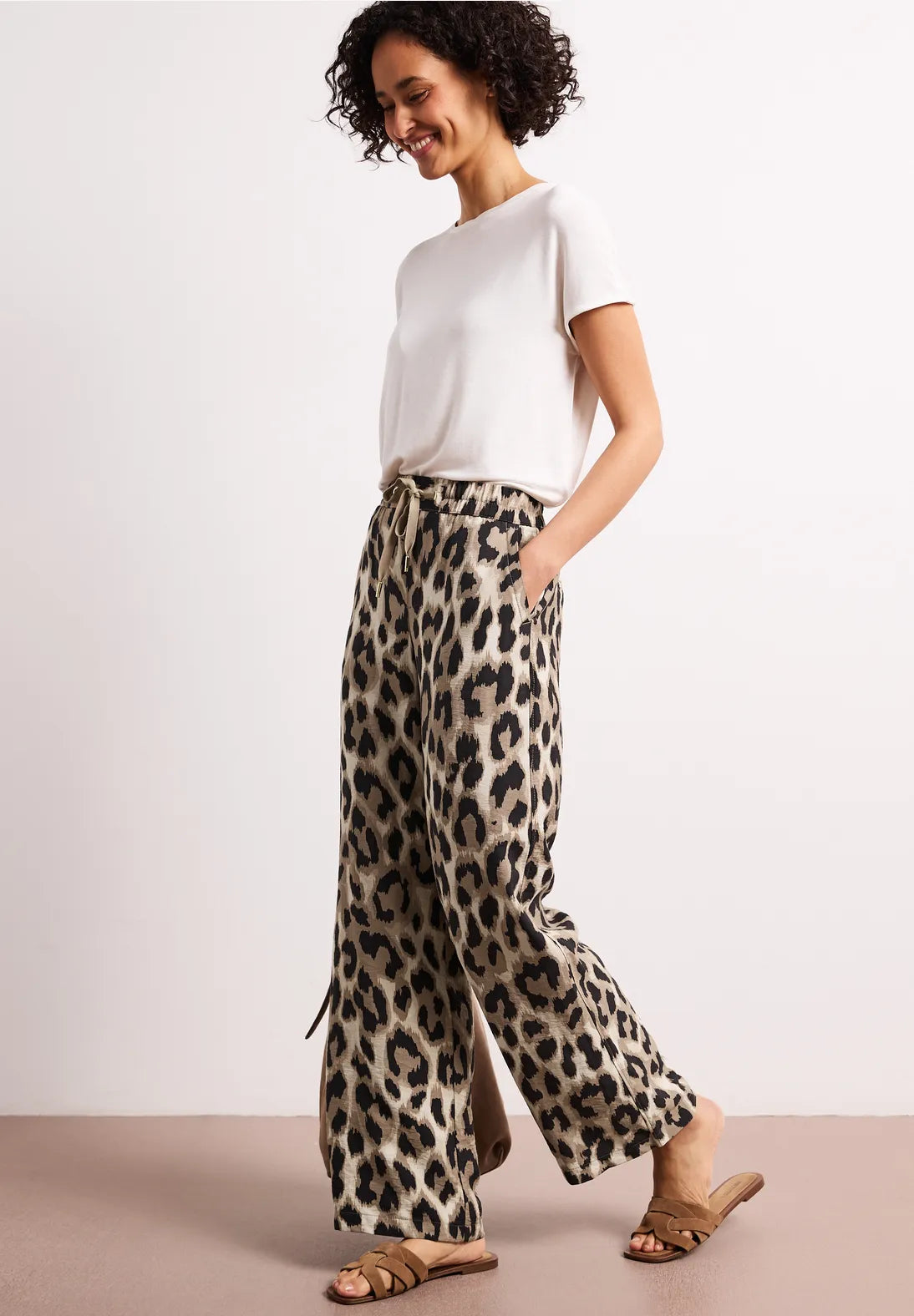 Street One High Waist Trousers Bubbles Twill - Leopard Print.