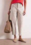 Street One High Waist Barrel Trousers - Clay Sand.