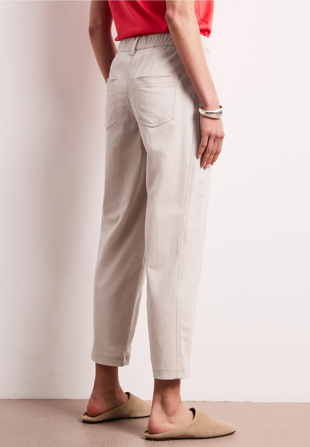 Street One High Waist Barrel Trousers - Clay Sand.