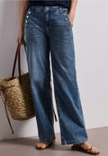 Street One Wide Leg, High Waist Jean - Denim.