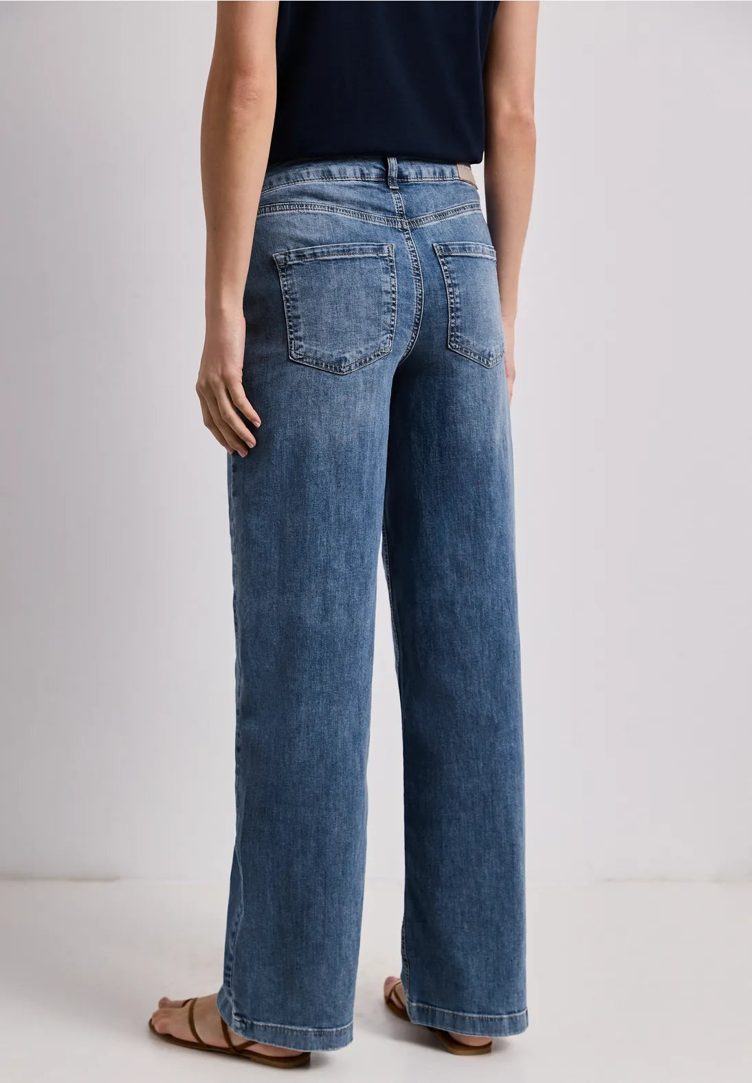 Street One Wide Leg, High Waist Jean - Denim.