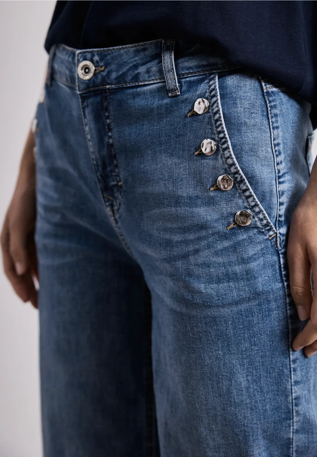 Street One Wide Leg, High Waist Jean - Denim.