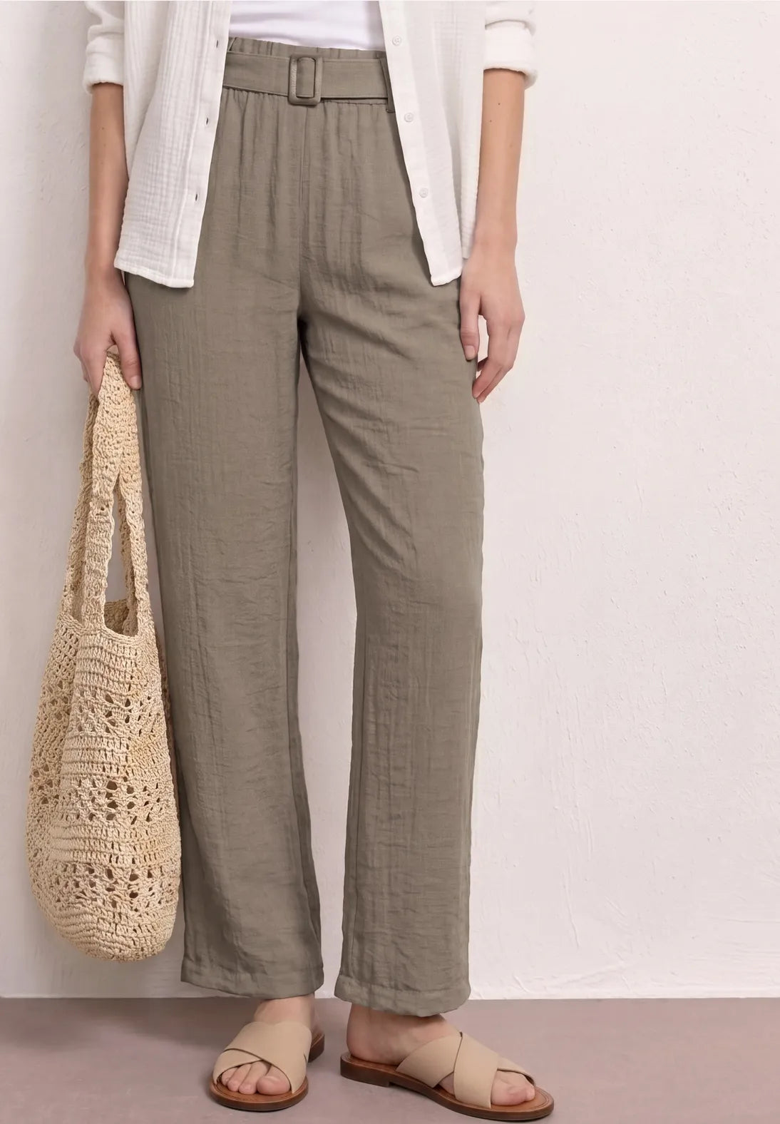 Street One Wide Leg Linen Look Trousers