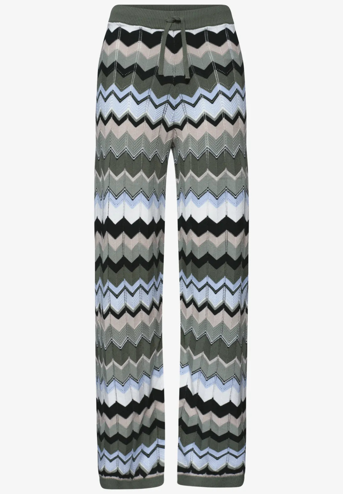 Street One Zig Zag Trousers - Green Mix.