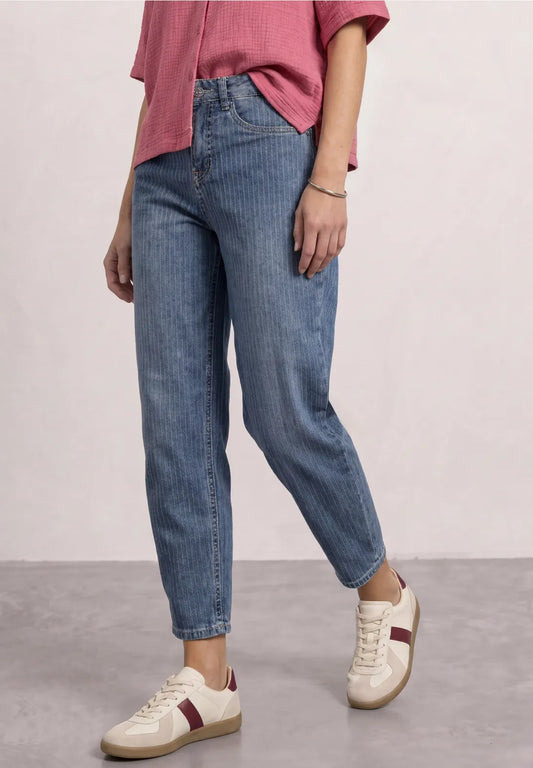 Street One Karlie High Waisted Jeans with Stripes - Denim.
