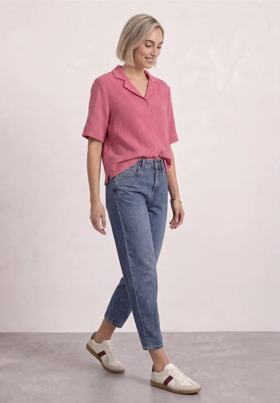 Street One Karlie High Waisted Jeans with Stripes - Denim.