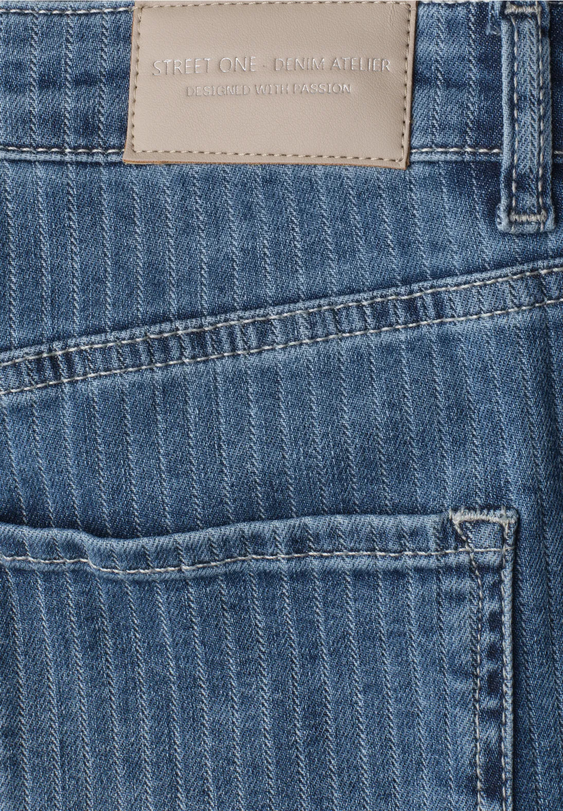 Street One Karlie High Waisted Jeans with Stripes - Denim.