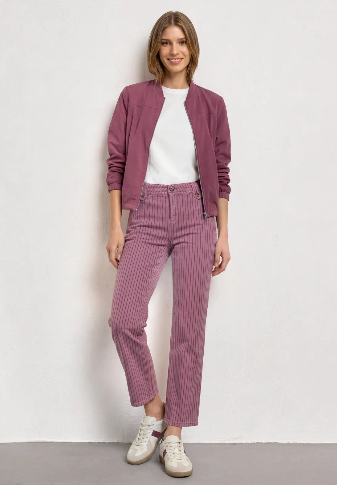 Street One High Waisted Jeans - Pink Stripe.