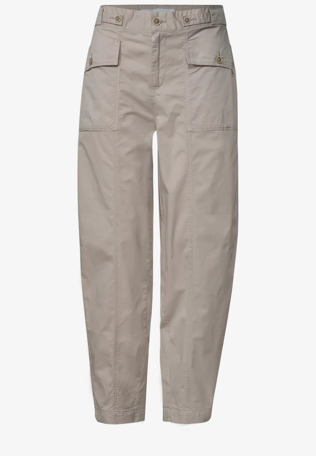 Street One High Waist Barrel Leg Trousers in a Casual Fit - Beige.