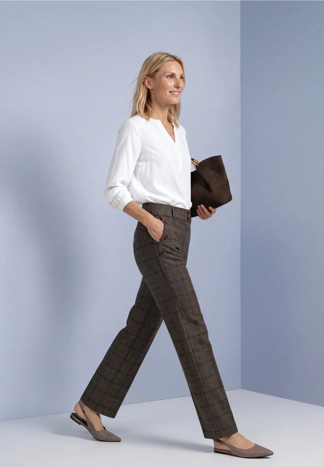 Street One Trousers Amalia Straight Leg Brown Mix.