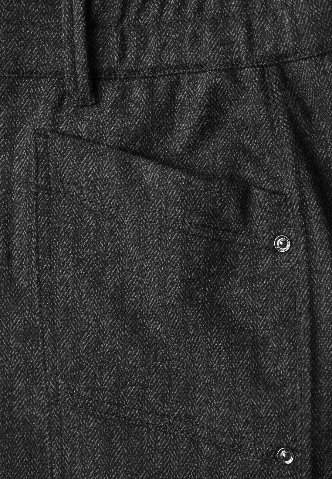 Street One High Waisted Barrel Trousers - Black Herringbone