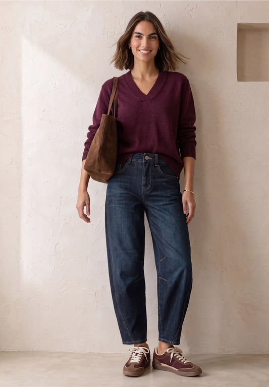 Street One Karlie Barrel Jean - Dark Wash.