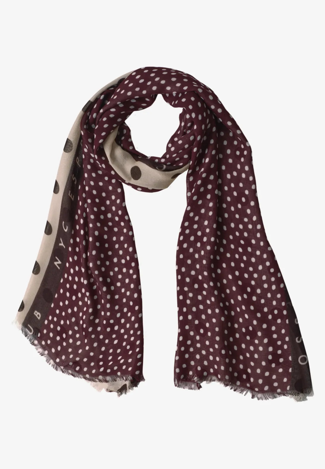 Street One Long Scarf with Mixed Patterns - Pink & Burgundy.