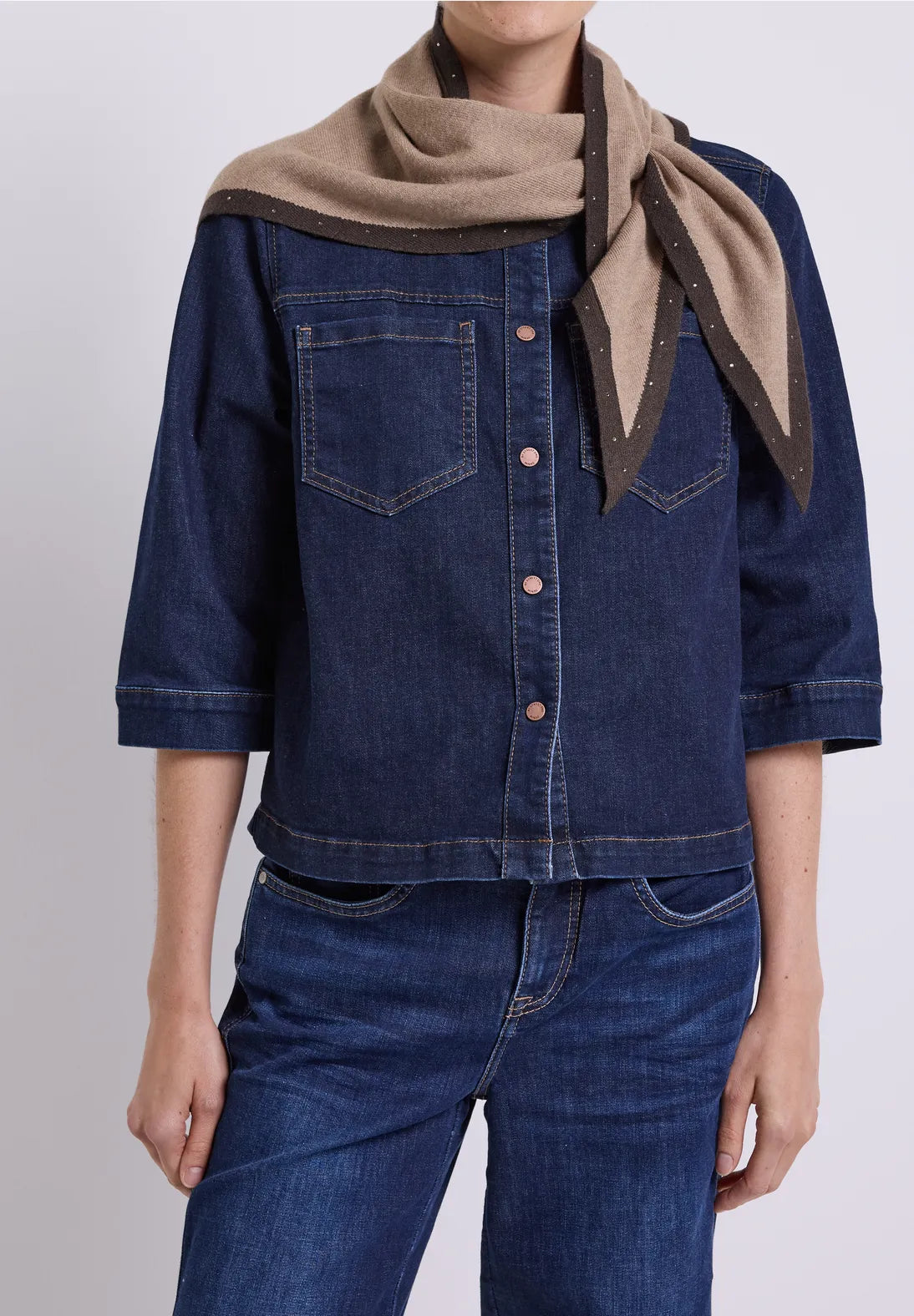 Street One Triangle Scarf - Beige / Brown Mix.