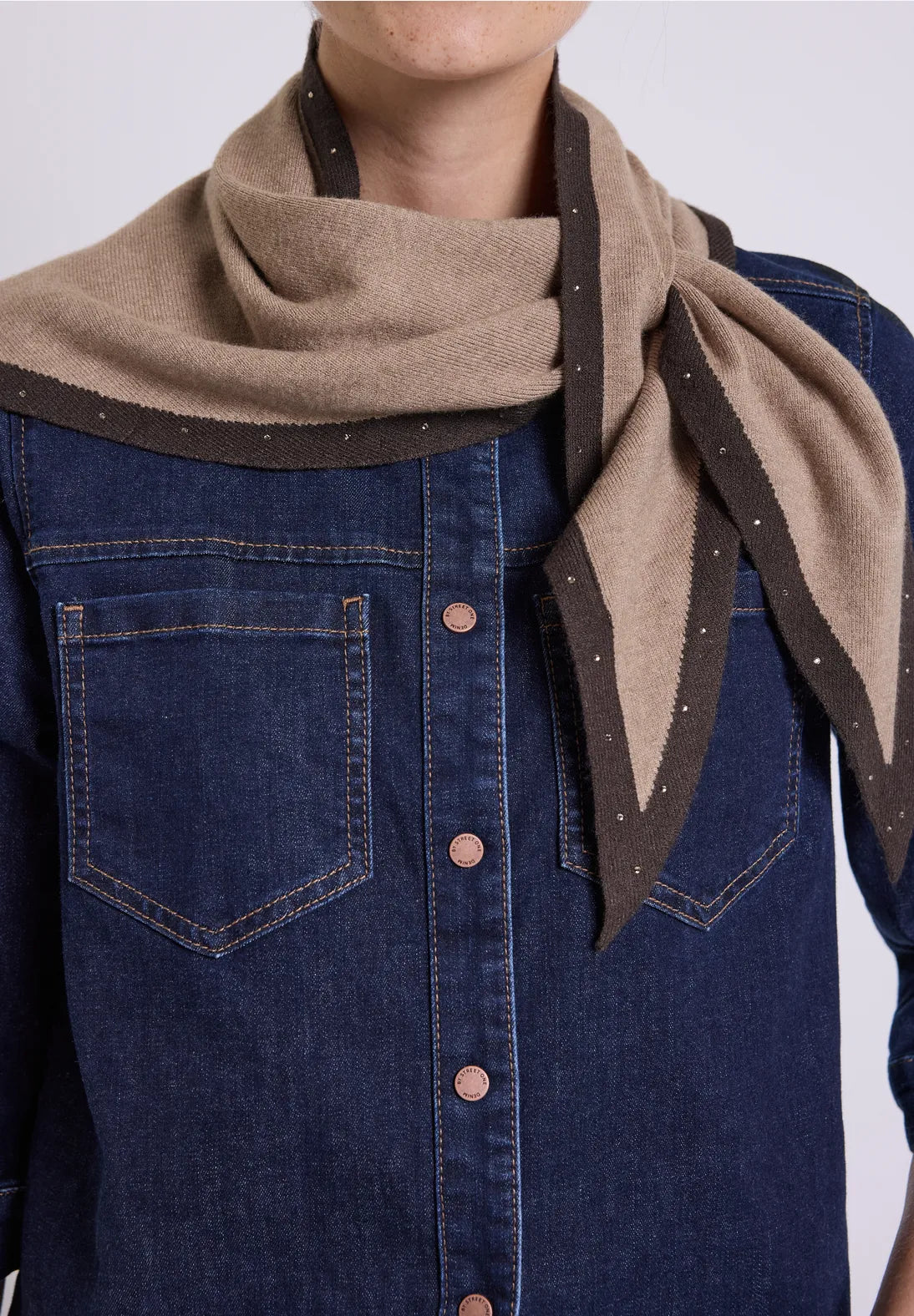 Street One Triangle Scarf - Beige / Brown Mix.