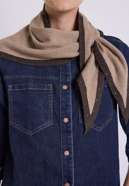 Street One Triangle Scarf - Beige / Brown Mix.