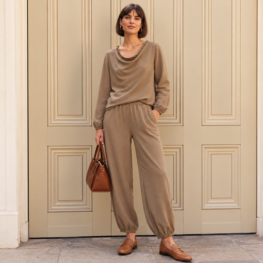 Sophie Coordinate with Studded detail - Mocha.