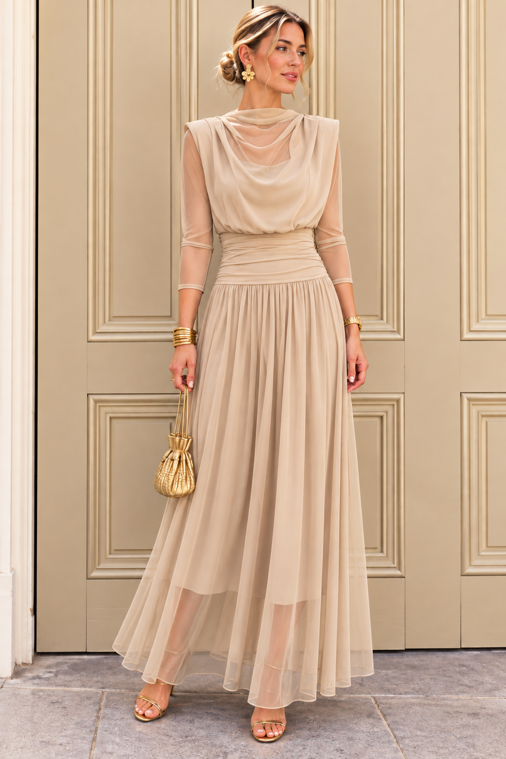 Sophie Tulle Skirt & Top - Beige
