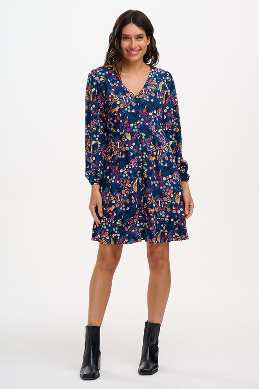 Sugarhill Bibi Mini Tea Dress-Navy Wood