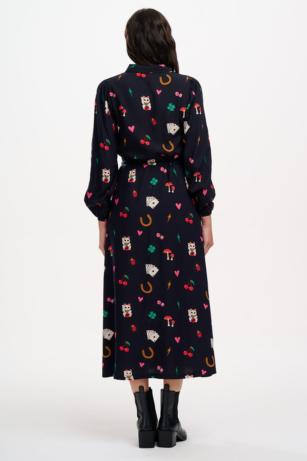 Sugarhill Dottie Maxi Shirt Dress-Black Charms