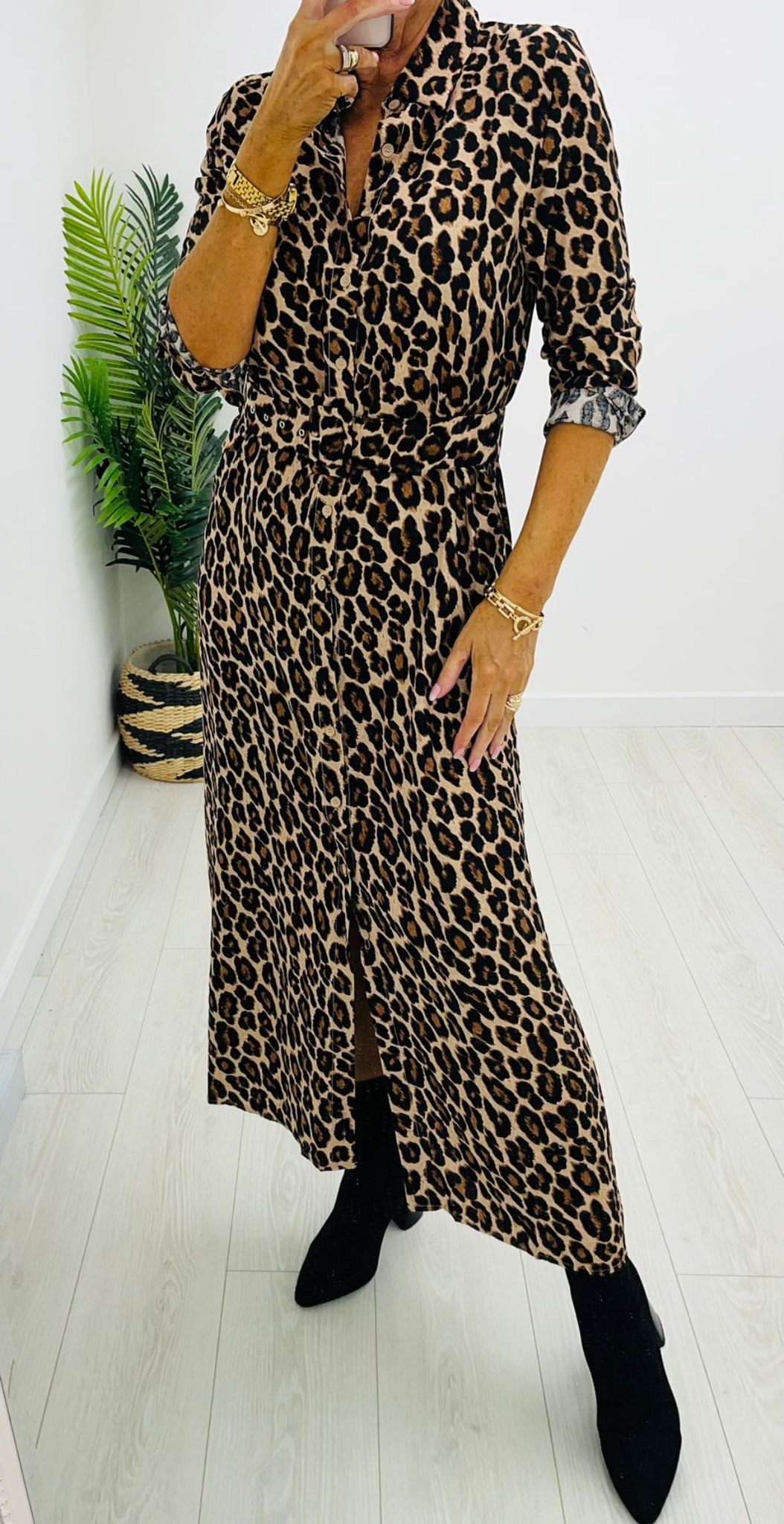 Kyla Leopard Dress-Black Leop