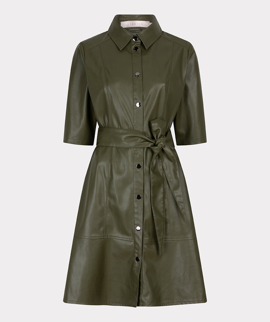 Esqualo Dress Vegan Leather-Green