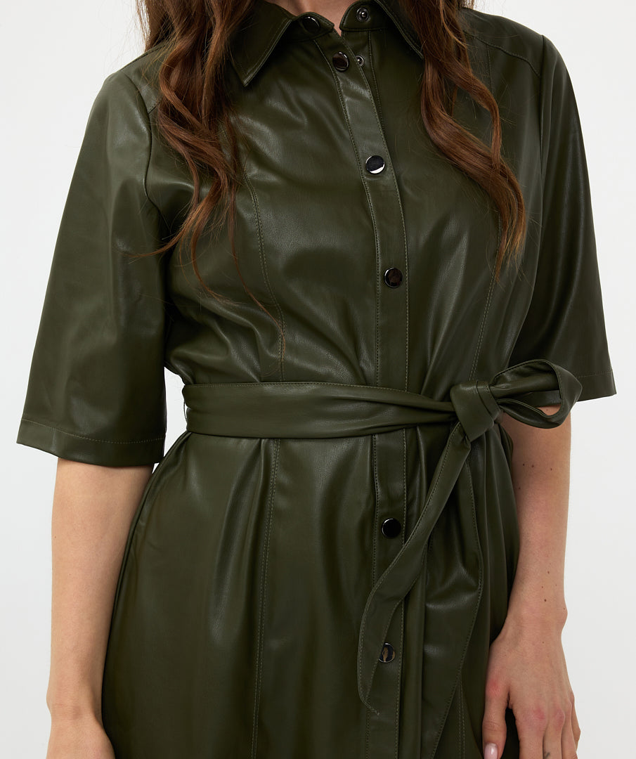 Esqualo Dress Vegan Leather-Green