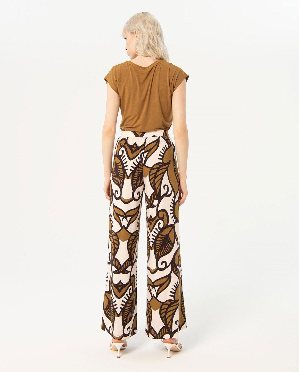 Surkana Wide Leg Trousers-Khaki Multi