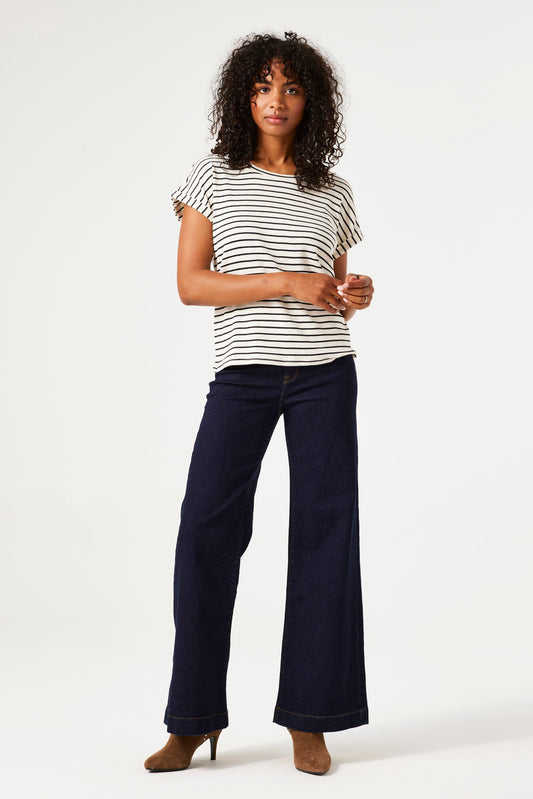 Garcia Celia Wide Leg Dark Denim Jeans - Rinsed effect.