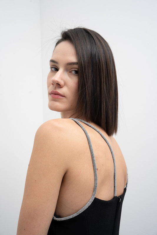 Goa Goa Black Top with diamonte Straps