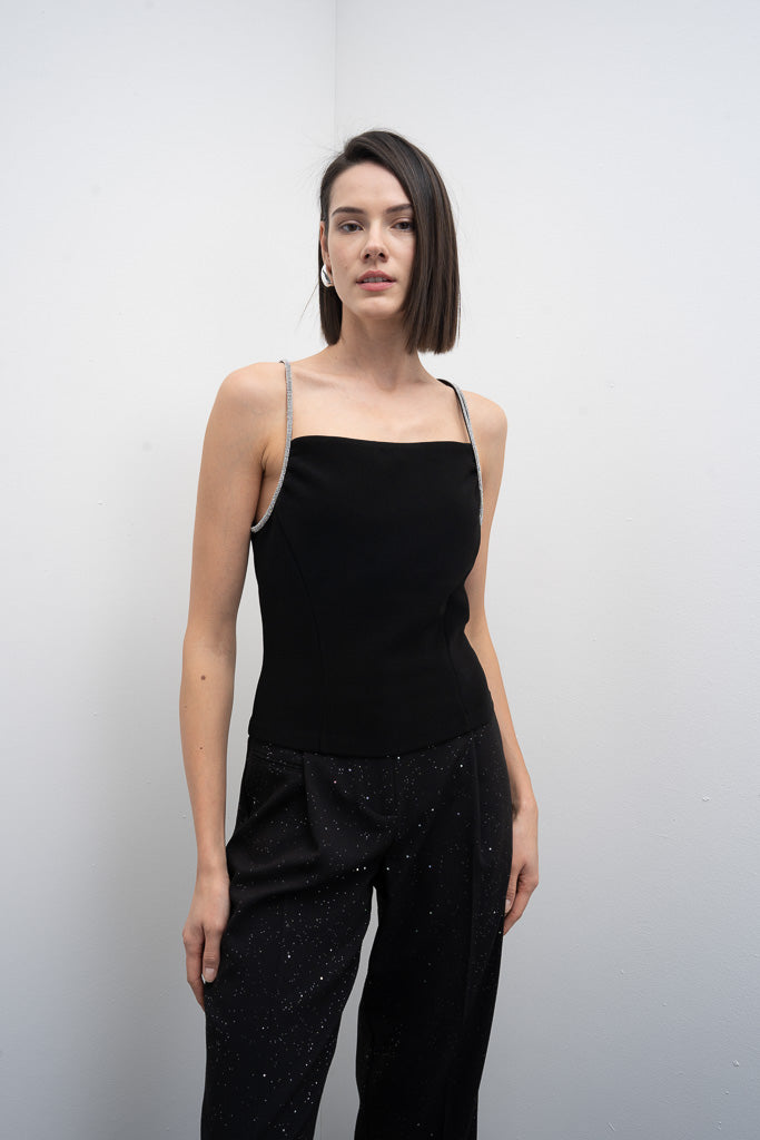 Goa Goa Black Top with diamonte Straps