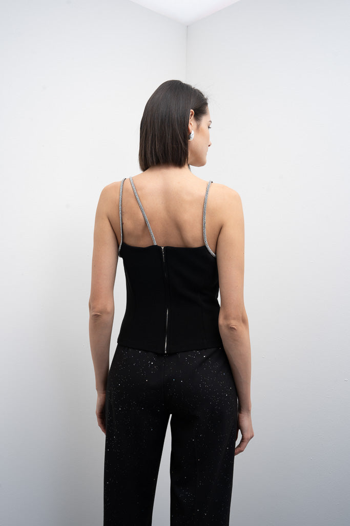 Goa Goa Black Top with diamonte Straps