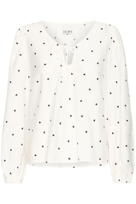 ICHI IHELVA LS White with Navy Heart
