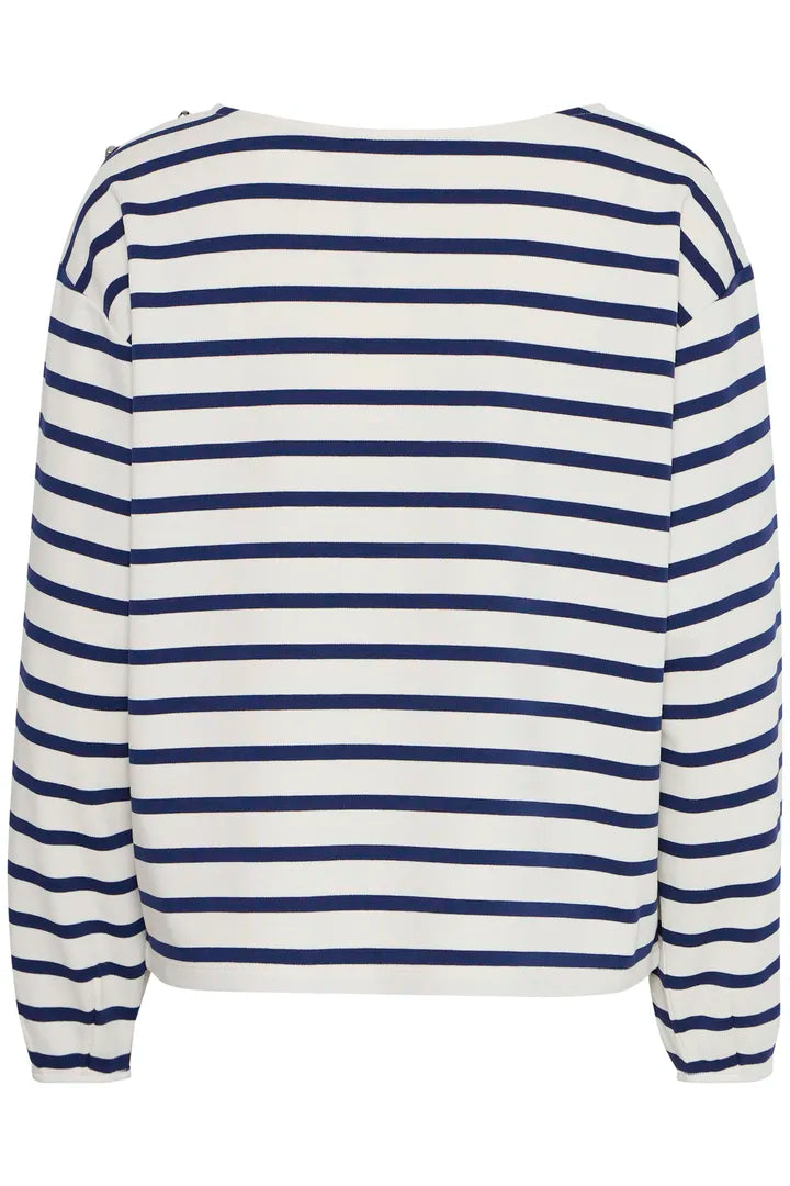 IHITIRA stripe sweatshirt with red embroidery