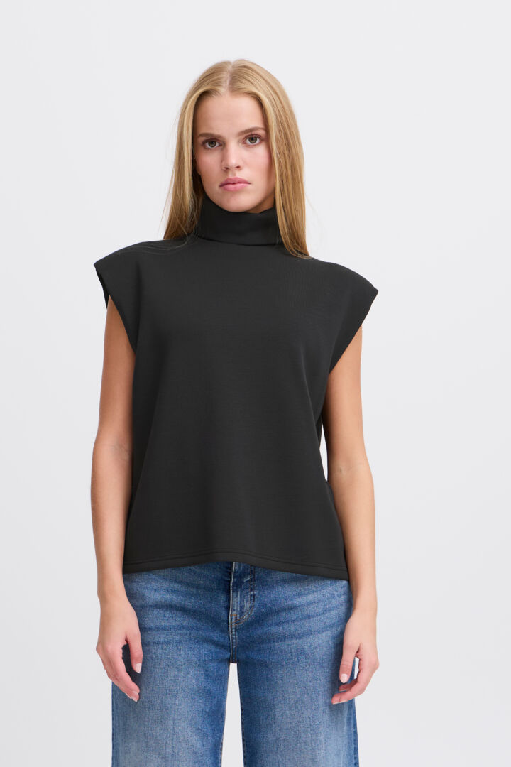 ICHI IHMINLINA sleeveless polo neck top, light padding on the shoulder