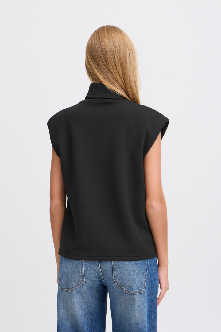 ICHI IHMINLINA sleeveless polo neck top, light padding on the shoulder