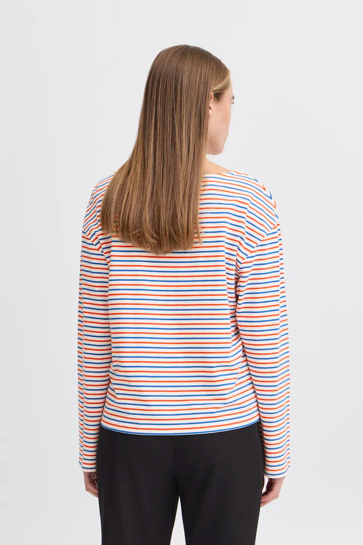 ICHI IHMIRA boatneck long sleeve stripe top