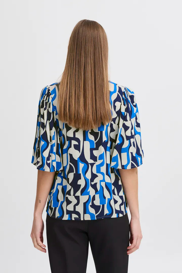 ICHI IHVERA SS24 Blue geometric top