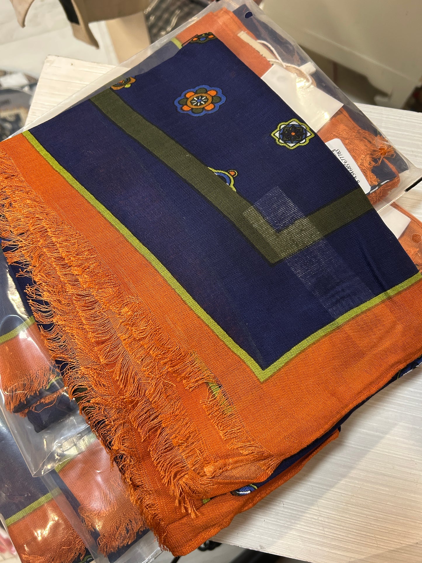 Surkana Scarf - Orange & Navy Mix.