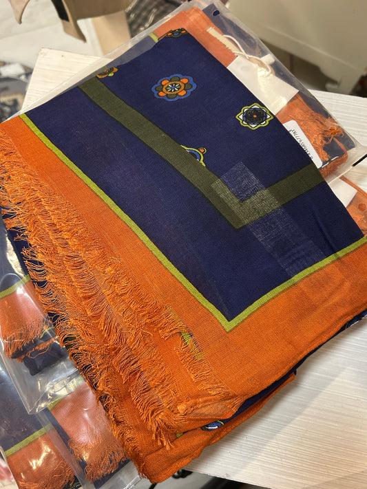 Surkana Scarf - Orange & Navy Mix.