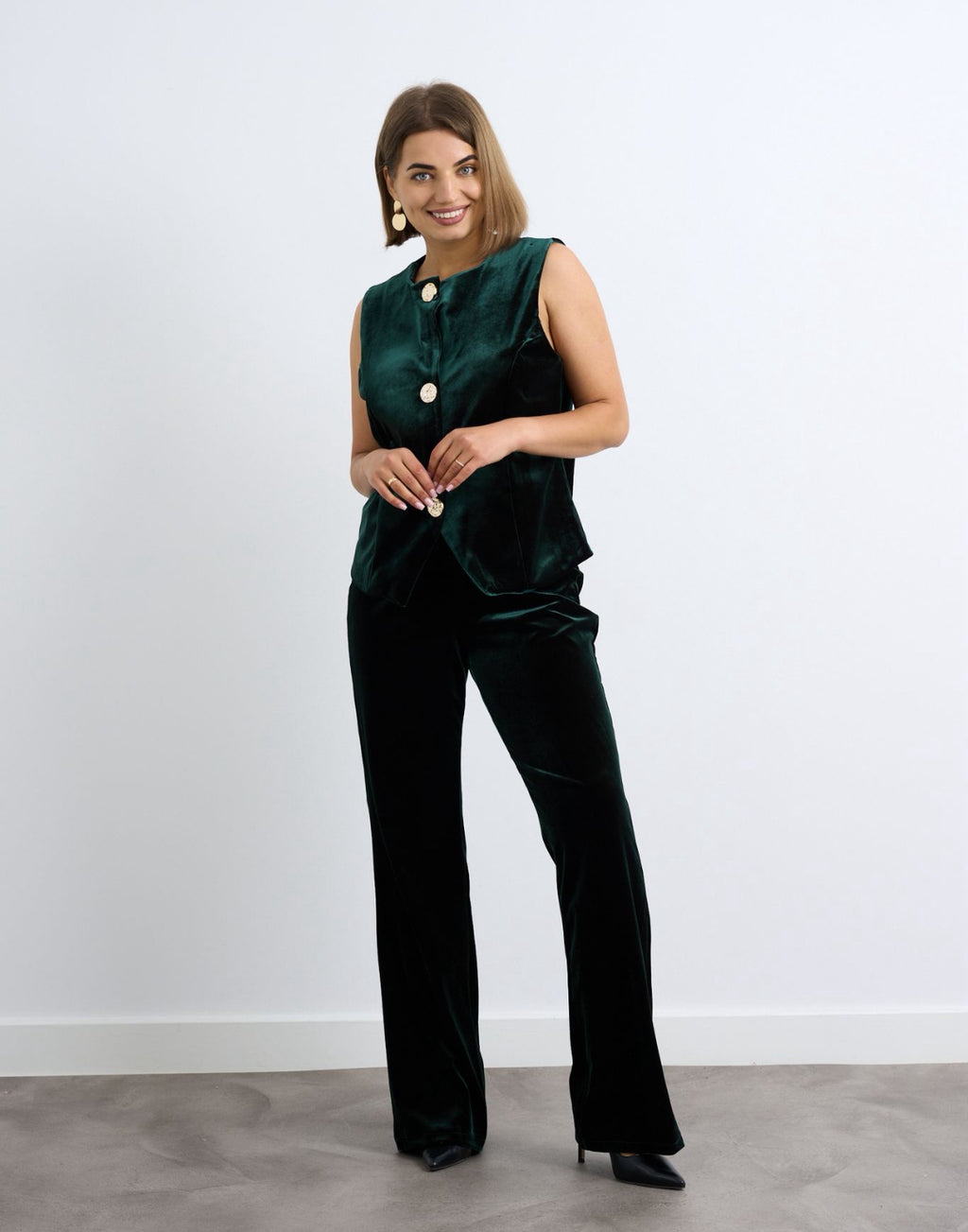 Kyla Green Velvet Pull on Trousers