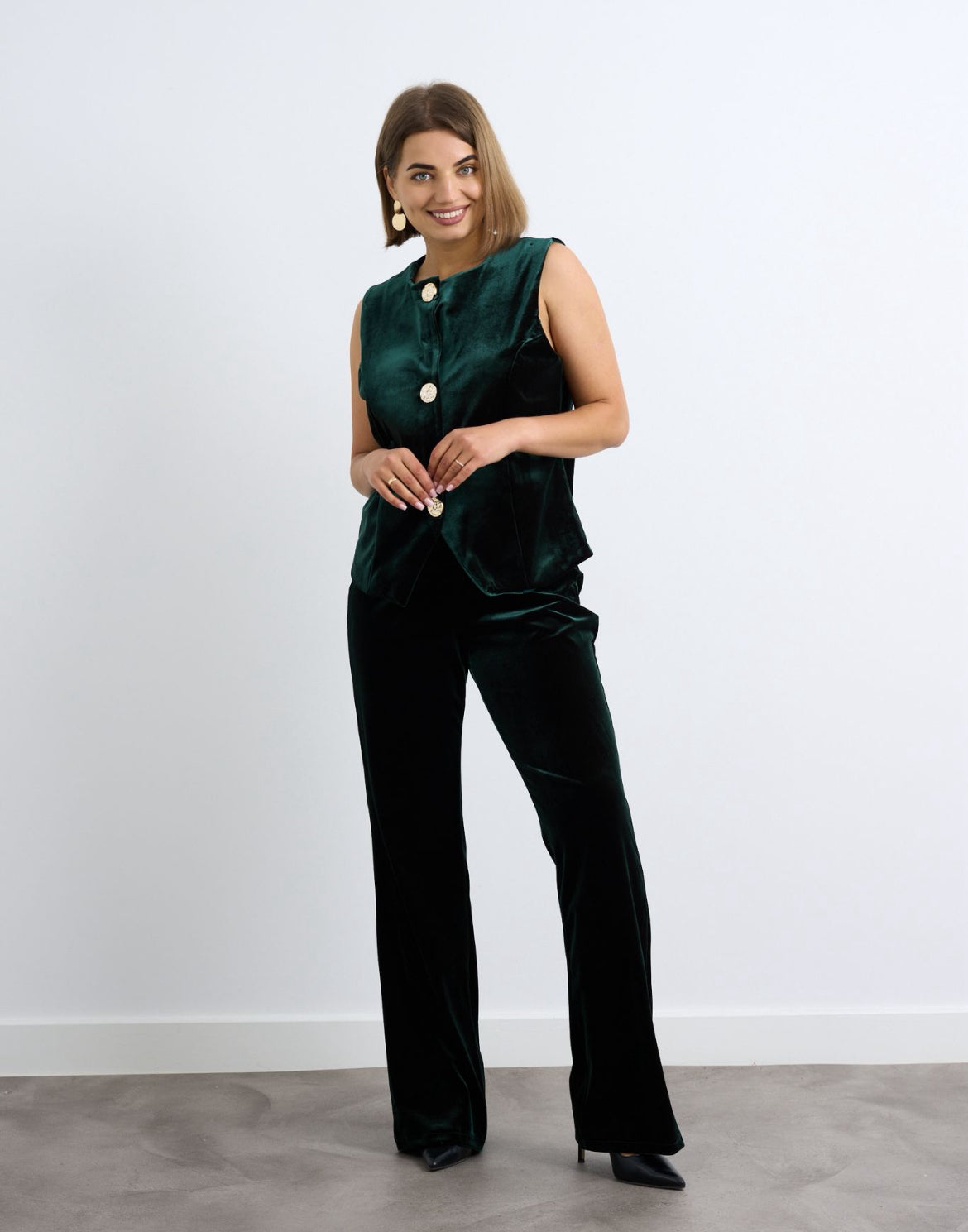 Kyla Green Velvet Pull on Trousers