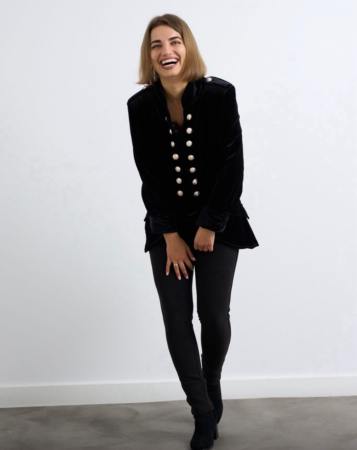 Military Black Velvet Jacket