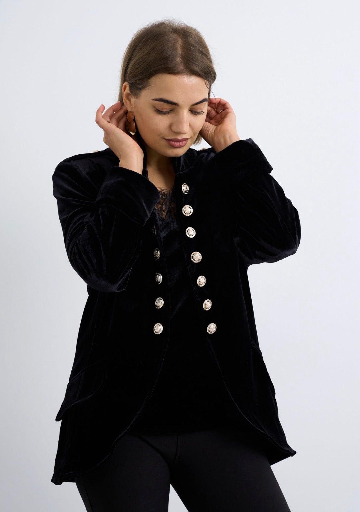 Military Black Velvet Jacket