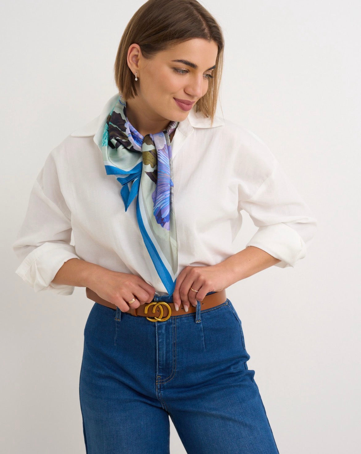 Kyla Wide Leg Denim Jean with Belt.