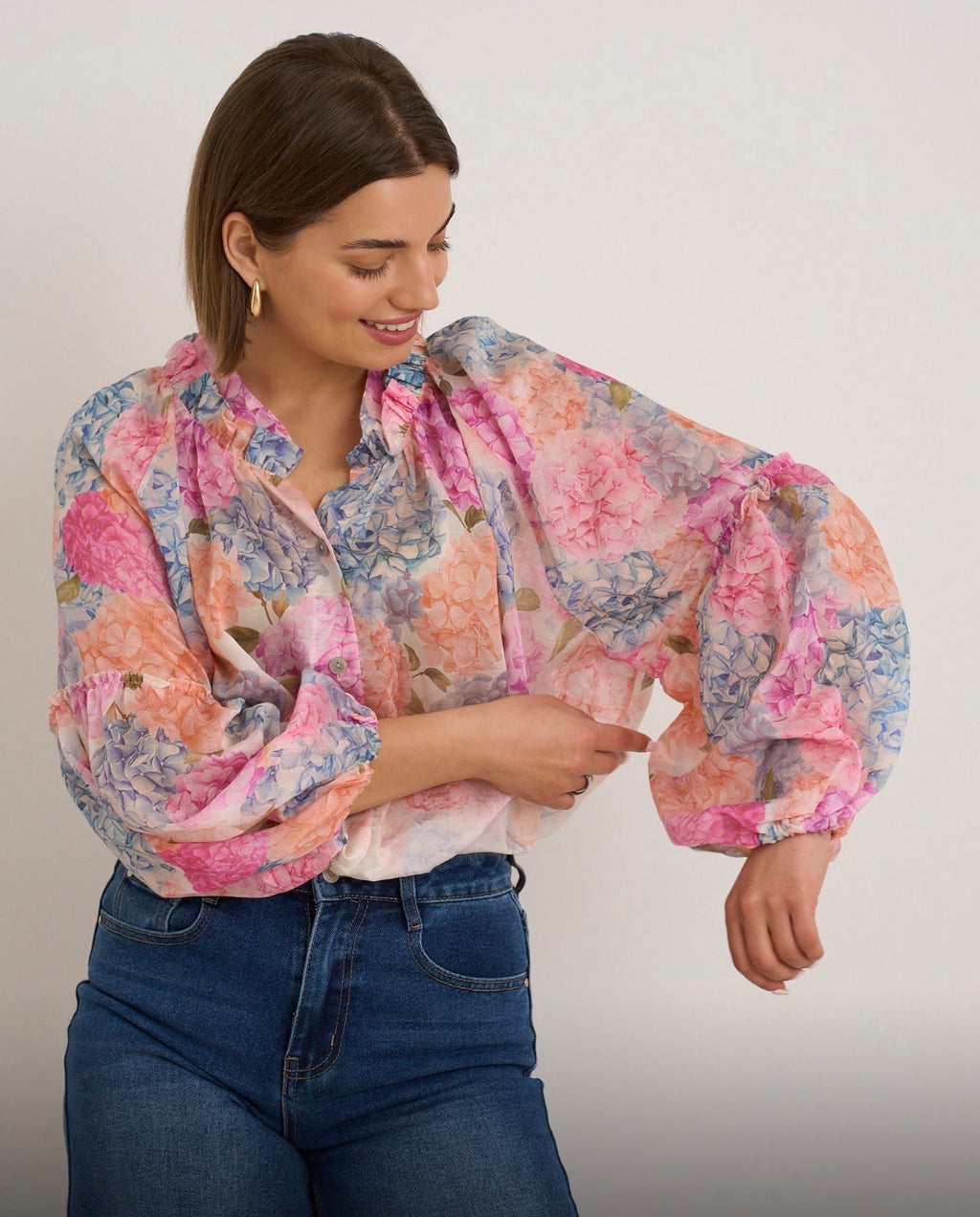 Kyla Sheer Blouse - Pink Mix.