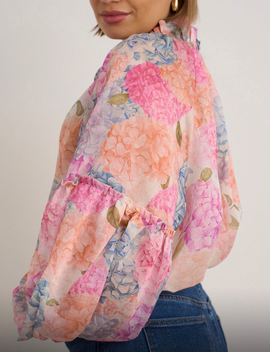 Kyla Sheer Blouse - Pink Mix.