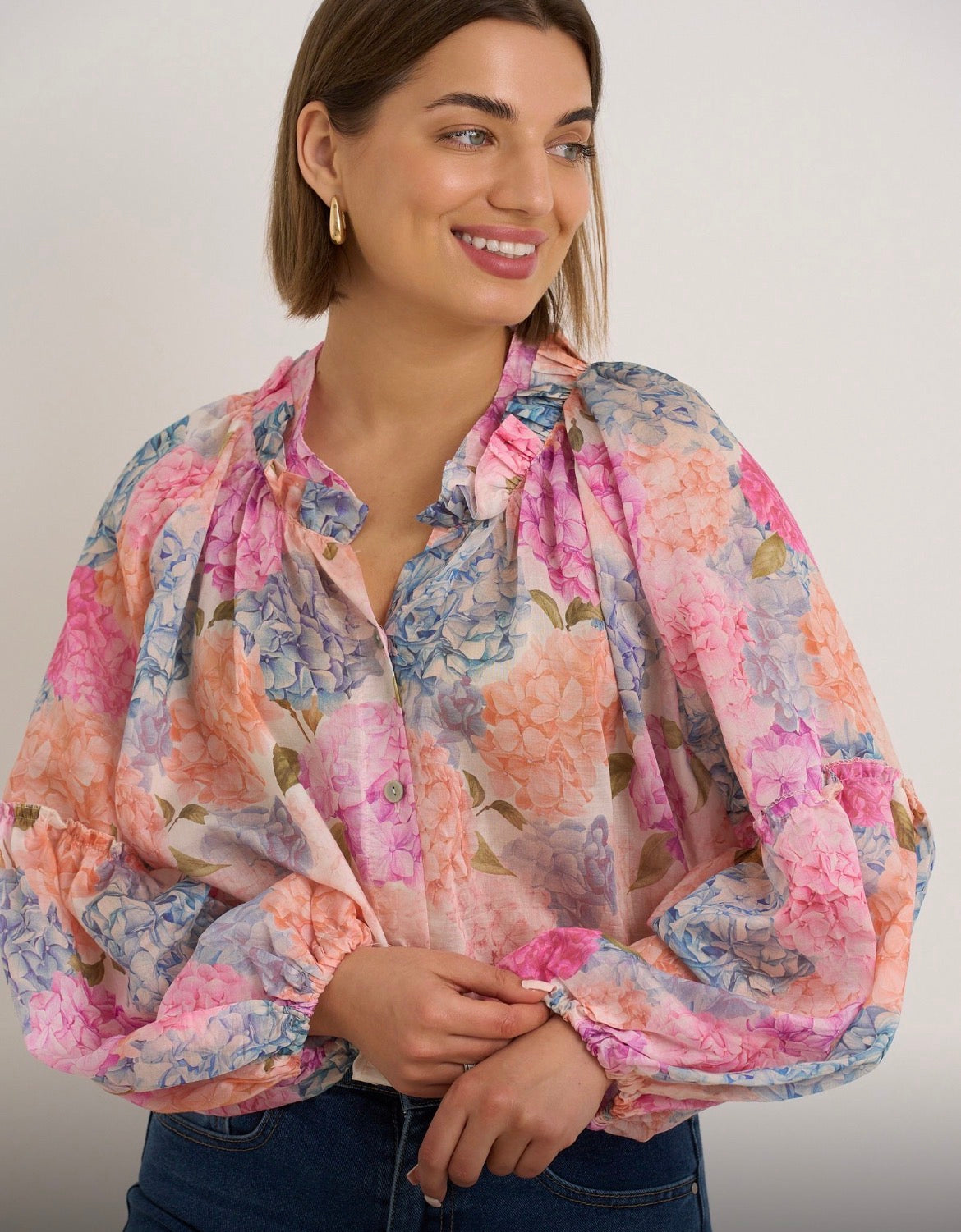 Kyla Sheer Blouse - Pink Mix.